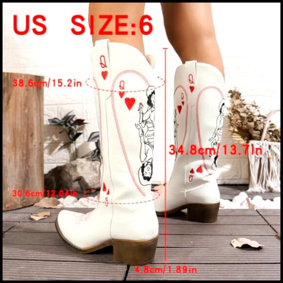 Vintage Embroidered Cowgirl Boots Slip-On Western Riding Boots - Picture 3 of 6